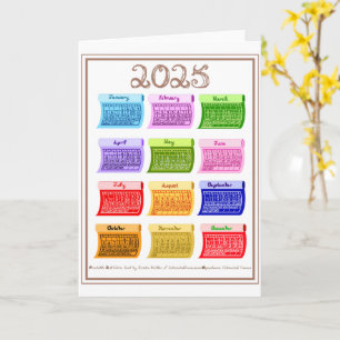 Carte 2025 Calendrier Bolt Fabric Police 12 Mois colorés