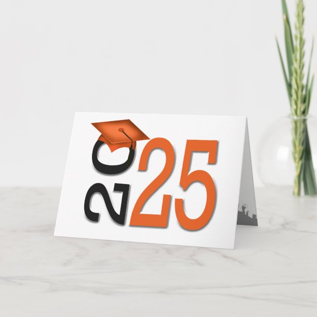 Carte 2025 Graduation Orange and Black School Colors (Devant)