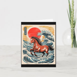 Carte 2026 Année du Cheval Art de la Vague Japonaise Nou