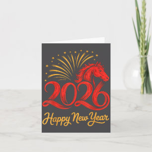 Carte 2026 Année du Cheval du zodiaque chinois Bonne ann