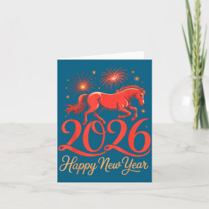 Carte 2026 Année du Cheval du zodiaque chinois Bonne ann