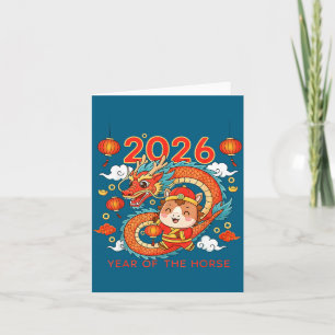 Carte 2026 Année du Cheval Nouvel An lunaire chinois