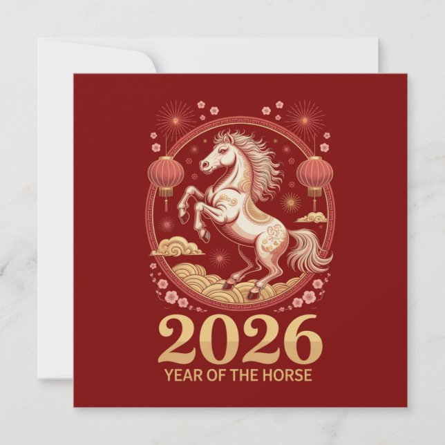 Carte 2026 Chinese Year of the Horse Greeting Cards (Devant)