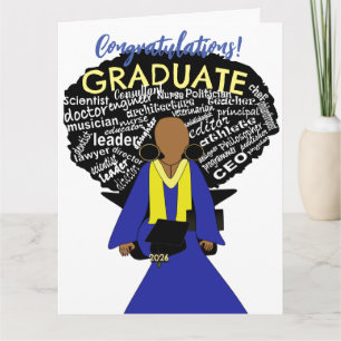 Carte 2026 Diplômé Afro-Américain Personnalisé Graduatio