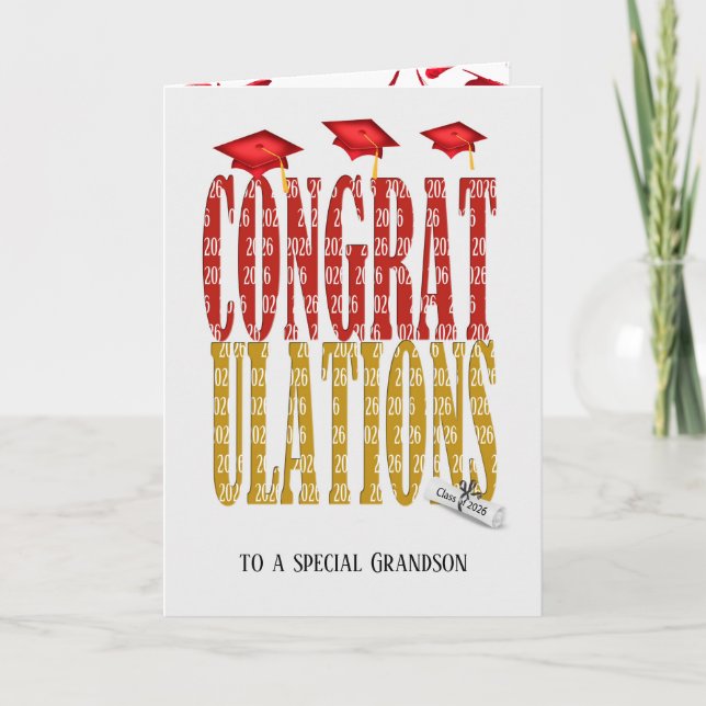 Carte 2026 Graduation Congratulations for Grandson (Devant)