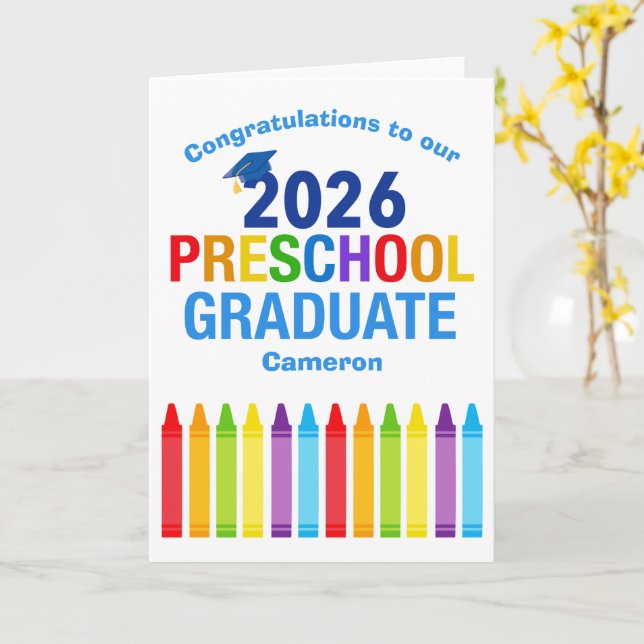 Carte 2026 Preschool Graduation Custom Congratulations (Fleur jaune)