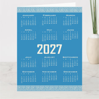 Carte 2027 Calendar, Greek Fret, Cosmic Latte on Blue