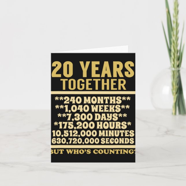 Carte 20 Anniversaire T Chemise 20e Mariage Coup cadeau (Devant)