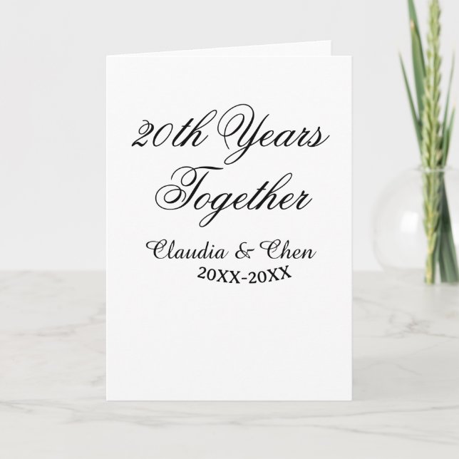 Carte 20 ans ensemble anniversaire nom date année sim (Devant)