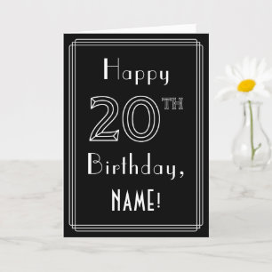 Carte 20e anniversaire : Art Déco Style # 20 & Nom perso