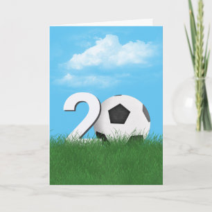 Carte 20e Anniversaire Bal De Football En Herbe Verte