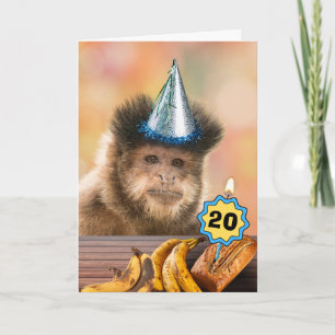 Carte 20e anniversaire Capuchin Monkey Bananas Ajouter a