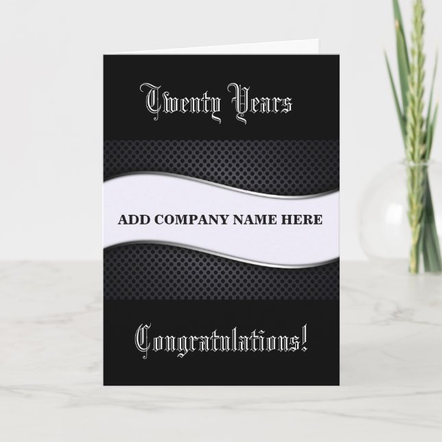 Carte 20e anniversaire d'affaires - Vague graphique B/W (Devant)