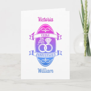 Carte 20e anniversaire de mariage traditionnel chinois