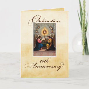 Carte 20e anniversaire d'Ordination Anges à l'autel