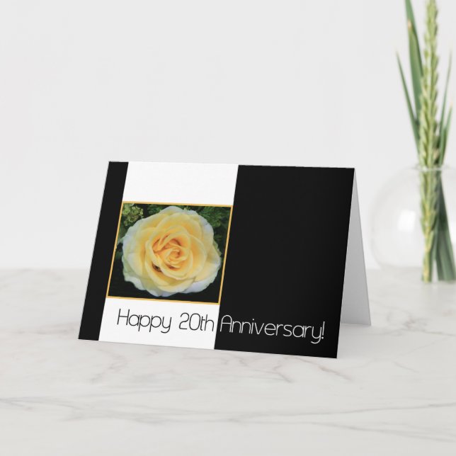 Carte 20e anniversaire du Mariage - Rose jaune (Devant)