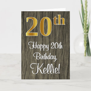 Carte 20e anniversaire : Elégant Faux Gold Look #, Faux 