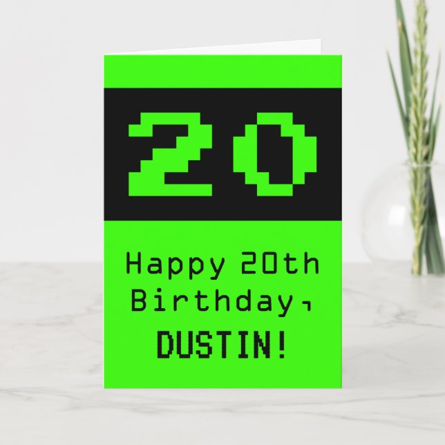 Carte 20e anniversaire : Nerdy / Geeky Style "20" et nom (Devant)