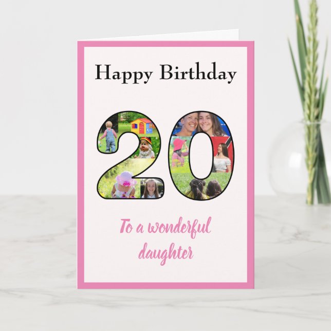 Carte 20e anniversaire Photo Collage Fille Fun Keepsaké (Devant)