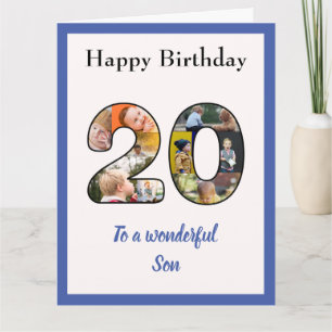 Carte 20e anniversaire Photo Collage Son Grand Unique
