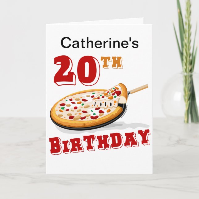 Carte 20e anniversaire Pizza Party (Devant)