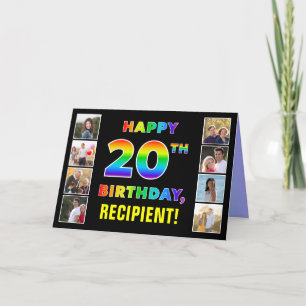 Carte 20e anniversaire : Rainbow Text, Custom Photos & N