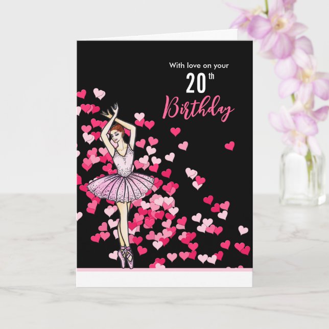 Carte 20e Anniversaire Souhaits Roses Ballerina (Orchidée)