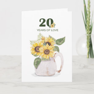Carte 20e Anniversaire Tournesols Années d'Amour