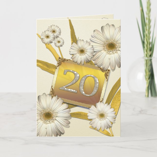 Carte 20e Birthday card witdaisies. (Devant)