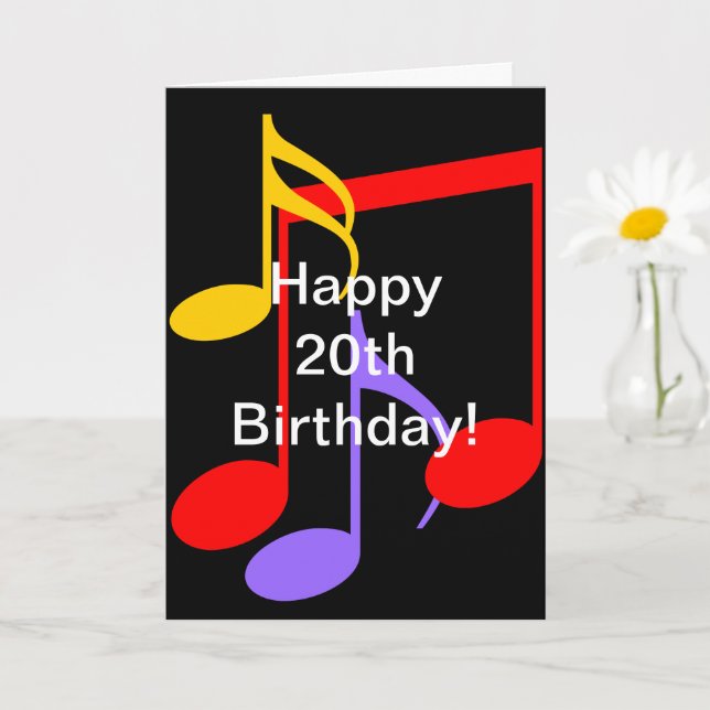 Carte 20th Birthday Music Notes Folded Greeting Card (Petite plante)