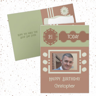 Carte 21 aujourd'hui ajouter photo nom marron vert anniv