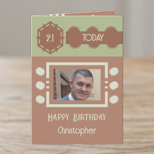 Carte 21 aujourd'hui ajouter photo nom marron vert anniv