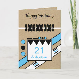 Carte 21 et magnifique bleu noir 21ème Anniversaire rust