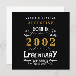 Carte 21e Anniversaire 2002 Retro Black Gold Greeting Ca