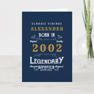 Carte 21e anniversaire 2002 Vintage Blue Legend Salutati