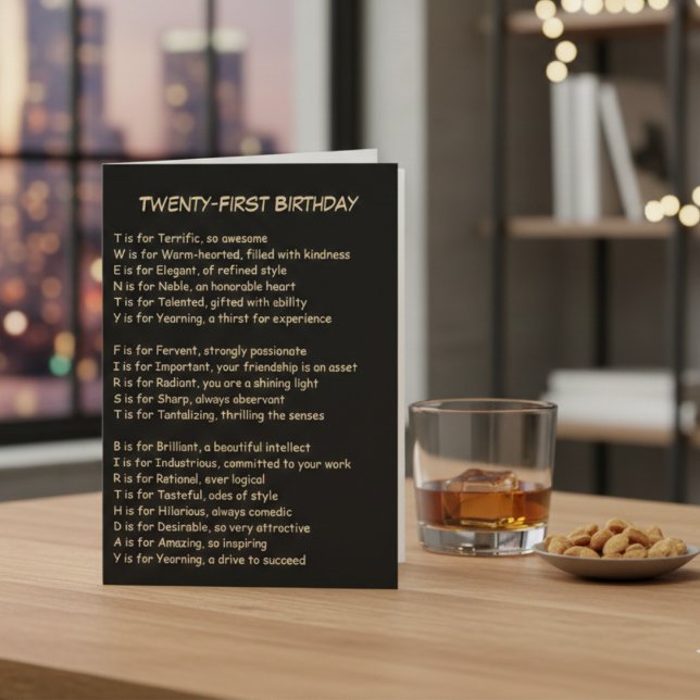 Carte 21e anniversaire Acrostic Poem Greeting Card (A poetic tribute for a major milestone.)