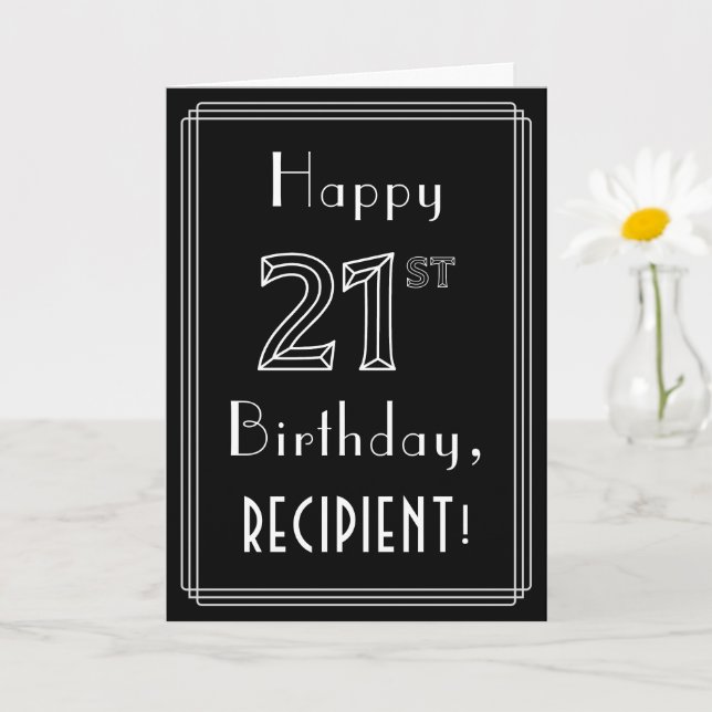 Carte 21e anniversaire : Art Déco Style # 21 & Nom perso (Petite plante)