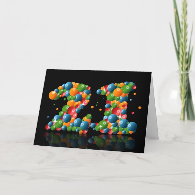 Carte 21e anniversaire avec des numéros formés à partir  (Devant)
