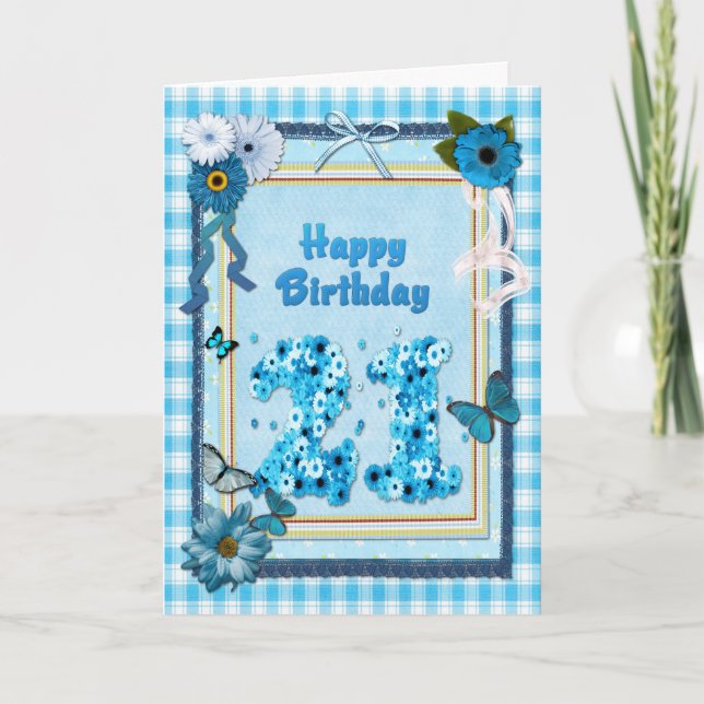 Carte 21e anniversaire avec un effet de scrapbook (Devant)