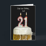 Carte 21e Anniversaire Bière pour Son<br><div class="desc">Bougies d'anniversaire en bière pour le 21e anniversaire de Son.</div>