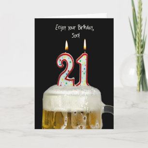 Carte 21e Anniversaire Bière pour Son