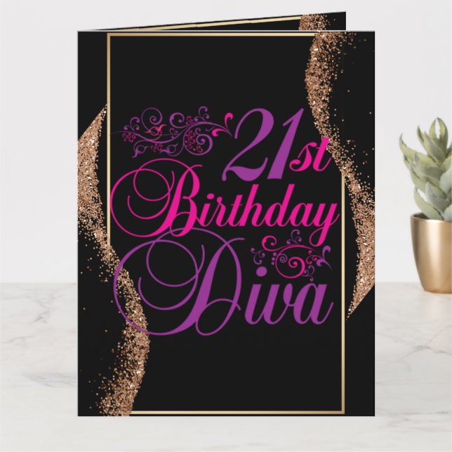 Carte 21e anniversaire Diva (Petite plante)