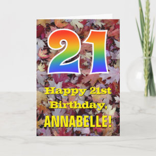 Carte 21e anniversaire ; Feuilles d'automne rustiques ;