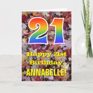 Carte 21e anniversaire; feuilles d'automne rustiques; ar