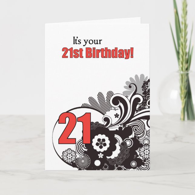 Carte 21e anniversaire Fils religieux, rouge et noir (Devant)