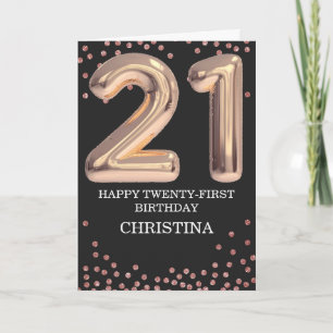 Carte 21e anniversaire Rose Gold Girl Elegant Personnali