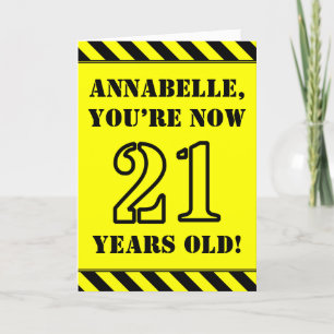Carte 21e Anniversaire : Texte de style pochoir amusant,