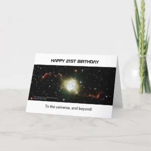 Carte 21e anniversaire texte personnalisé nebula univers