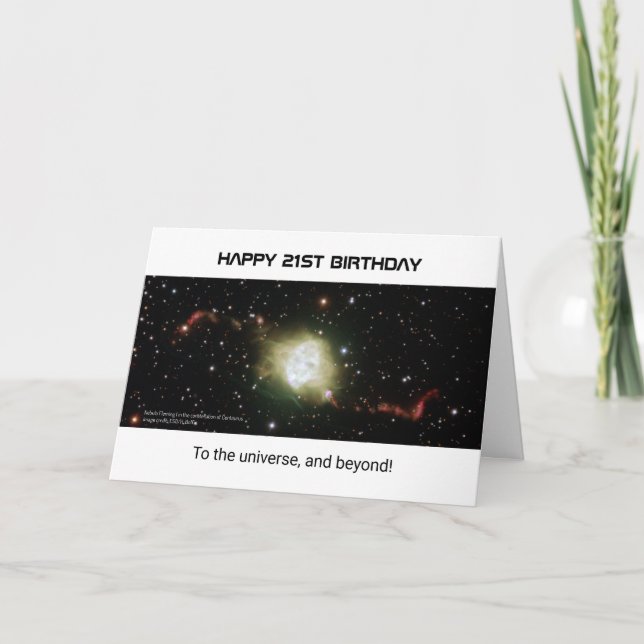 Carte 21e anniversaire texte personnalisé nebula univers (Devant)