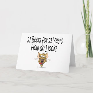 Carte 21ème Cadeaux d'anniversaire 21 bières pendant 21